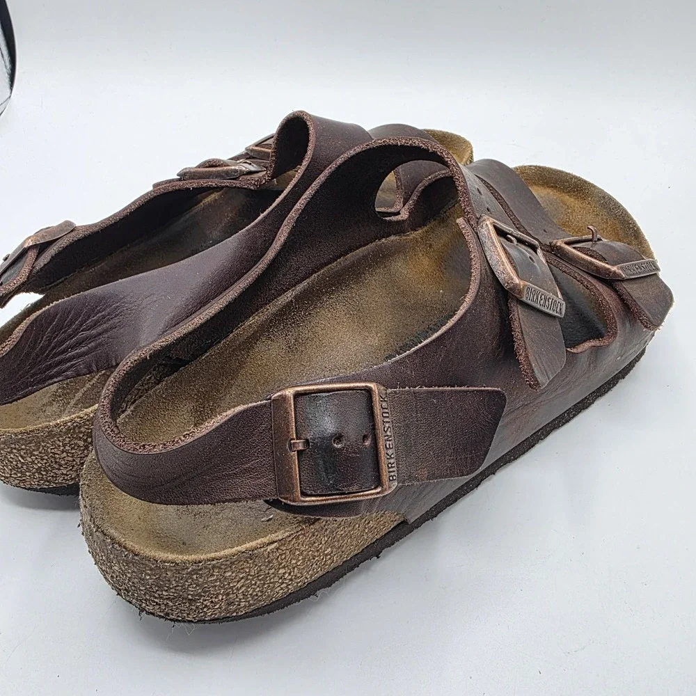 Birkenstock Milano Sandals SZ 43 Mens US 10-10.5 Habana Brown Oiled Leather